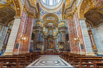 Interior of the Basilica of San Carlo al Corso. Rome, Italy - obrazy, fototapety, plakaty