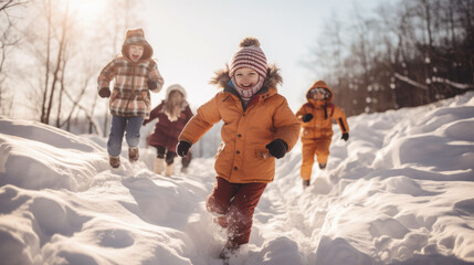 couple playing in snow Generative Ai