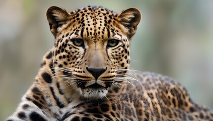 The close up portrait of a leopard.