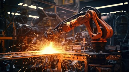 automatic arm welding robotics machine in factory automotive industry