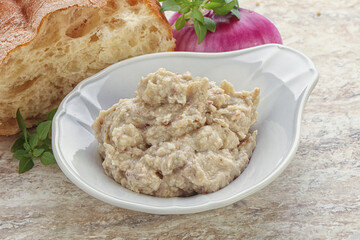 Jewish traditional cuisine herring mousse Forsmak