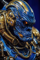 Obraz premium Noble Reptilian Alien with Blue Skin and Gold Jewelry