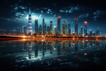 Amid futuristic skyscrapers, UAPs seamlessly navigate the city skyline, blending in. Generative AI.