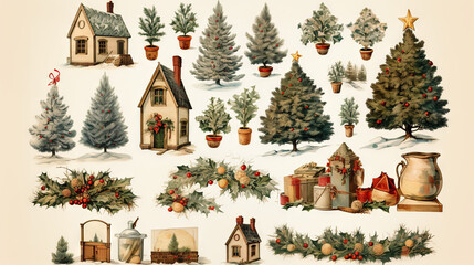 Christmas elements for illustrators and stickers