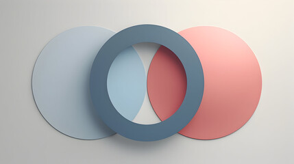 Interior design for modern office room wall, pink and blue circles