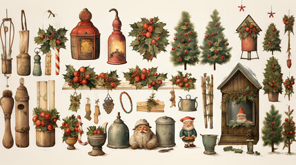 Christmas elements for illustrators and stickers