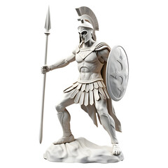 Obraz premium White marble Spartan soldier statue on transparent background
