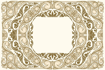 Decorative ornate retro floral blank card template