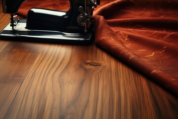 Background for sewing on the wooden surface - obrazy, fototapety, plakaty