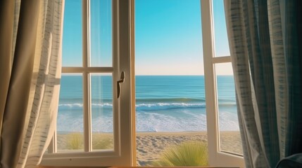 Fototapeta na wymiar beach view background. the view from the window with a beautiful beach