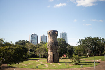 Indigenous Monument in the center of a square located in Campo Grande MS Brazil