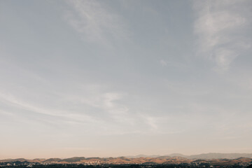 view of the city from above a shepherd. View of a city from far away