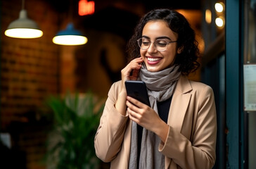 Attractive millennial Asian Muslim businesswoman or female office worker wearing hijab having an online meeting or webinar with her team, waving hand to greet her coworker. AI Generated