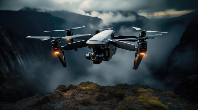A drone equipped with LiDAR technology mapping terrain and creating detailed 3D models