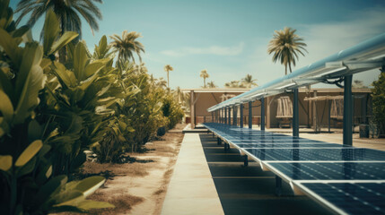 Fototapeta premium A solar-powered desalination plant providing clean drinking water in remote areas