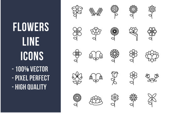 Flowers Line Icons