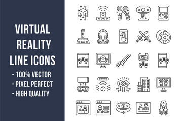 Virtual Reality Line Icons