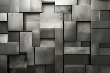 abstract metallic textured wall with silver blocks pattern. Generative AI