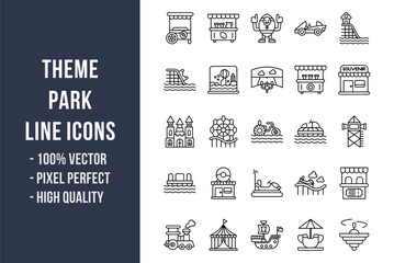 Theme Park Line Icons