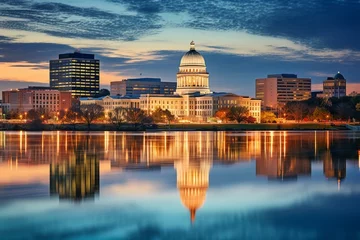 Foto op Plexiglas Jackson, Mississippi skyline with state capitol building. Generative AI © Jax