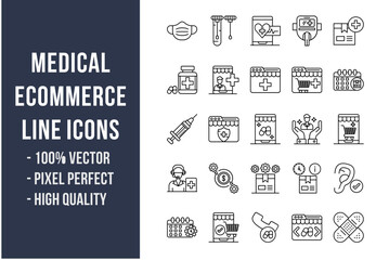 Medical Ecommerce Line Icons