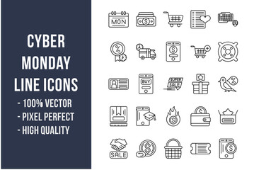 Cyber Monday Line Icons