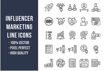 Influencer Marketing Line Icons