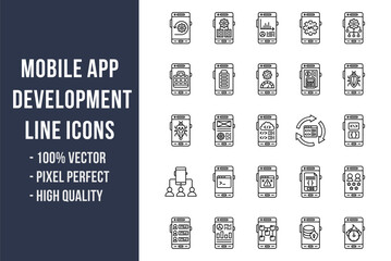 Mobile App Development Line Icons