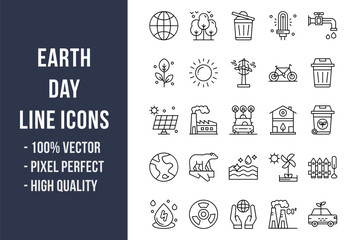 Earth Day Line Icons