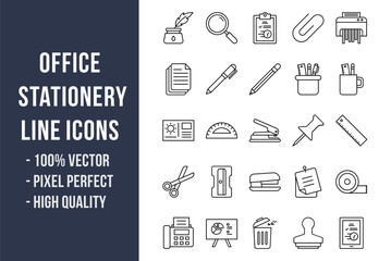 Office Stationery Line Icons