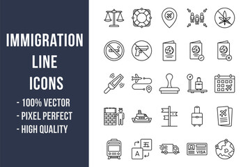 Immigration Line Icons