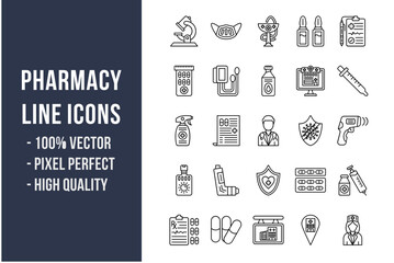 Pharmacy Line Icons