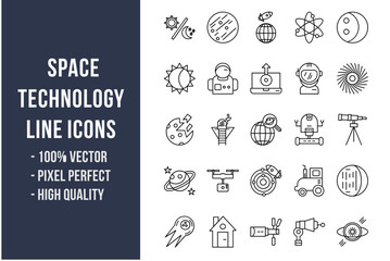 Space Technology Line Icons