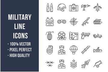Military Line Icons