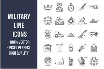 Military Line Icons
