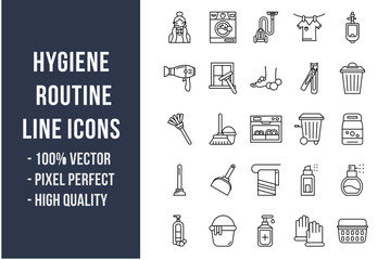 Hygiene Routine Line Icons