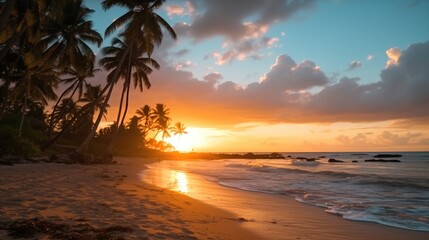 Fototapeta na wymiar beautiful sunset over a tropical beach