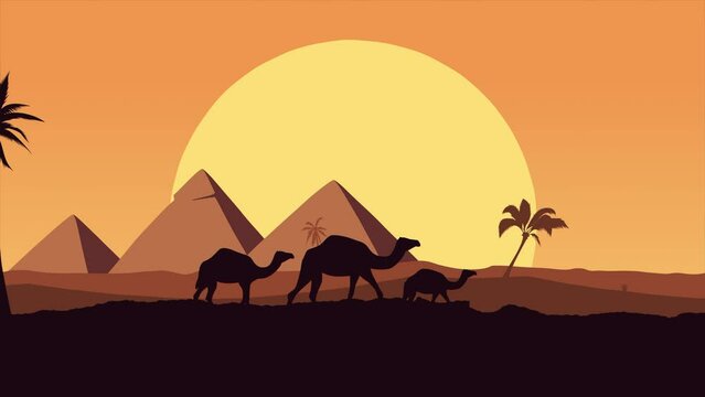 camels in the desert