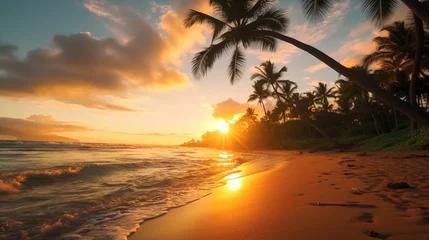 Tableaux ronds sur aluminium Coucher de soleil sur la plage beautiful sunset over a tropical beach
