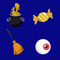 Halloween vector assets with cute flat design style