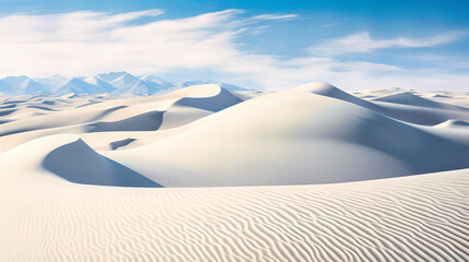 Fototapeta na wymiar Wind-carved snow dunes in open plains