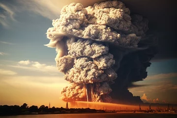 Foto auf Alu-Dibond violent eruption of volcanic ash and gases. Generative AI © Seren