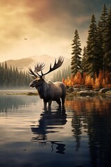 Majestic Moose in the Wild - AI Generated