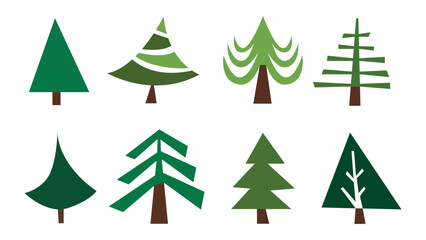 Fototapeta premium Christmas tree, cartoons set. Vector illustration