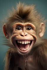 Portrait of a monkey with a cheeky grin - obrazy, fototapety, plakaty