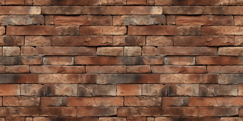 Fototapeta premium Seamless repetitive red old brick wall background.