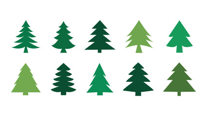 Set of Christmas trees icons, modern flat design. Vector