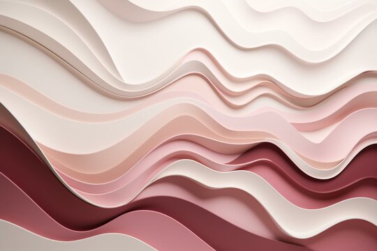Sleek, minimal cream and pink waves with a modern twist on a white backdrop. Generative AI
