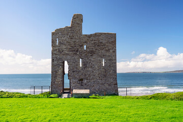 Ruins of Ballybunion castle in County Kerry, Ireland - 647370908