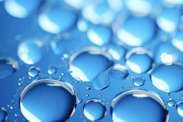 Shiny Blue Bubbles Backlit in Abstract Background with Bright Aperture Effect